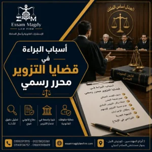 أسباب البراءة في قضايا التزوير محرر رسمي