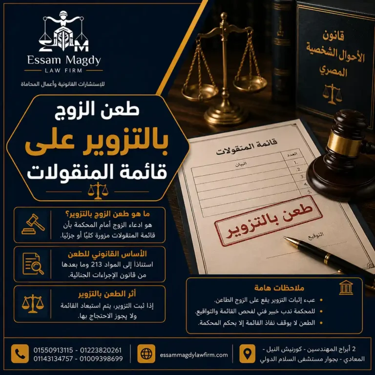 طعن الزوج بالتزوير على قائمة المنقولات
