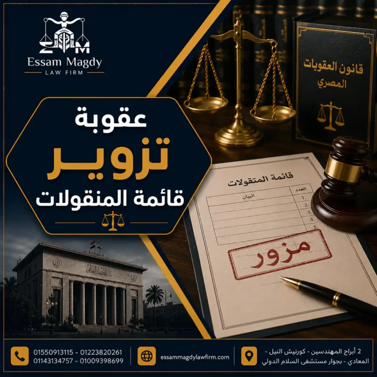 عقوبة تزوير قائمة المنقولات